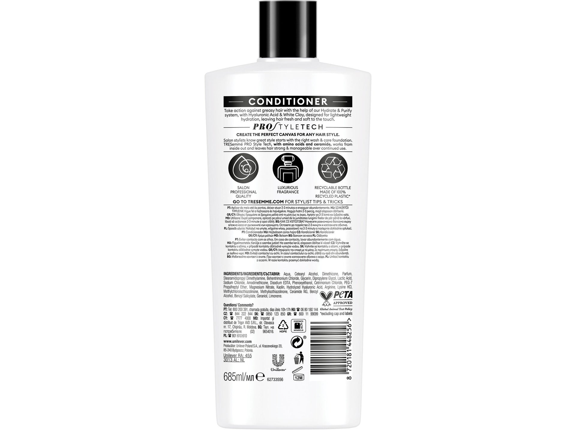 TRESemme Hydrate And Purify Hyaluronic Acid And White Clay Conditioner 685ml