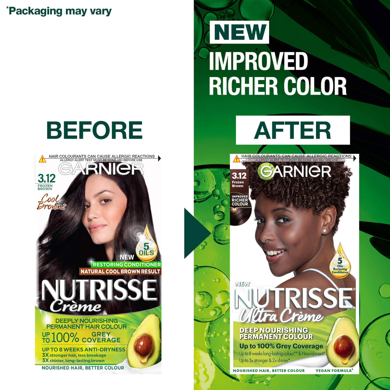 Garnier Nutrisse Creme Permanent Nourishing Hair Color 3.12 Frozen Brown