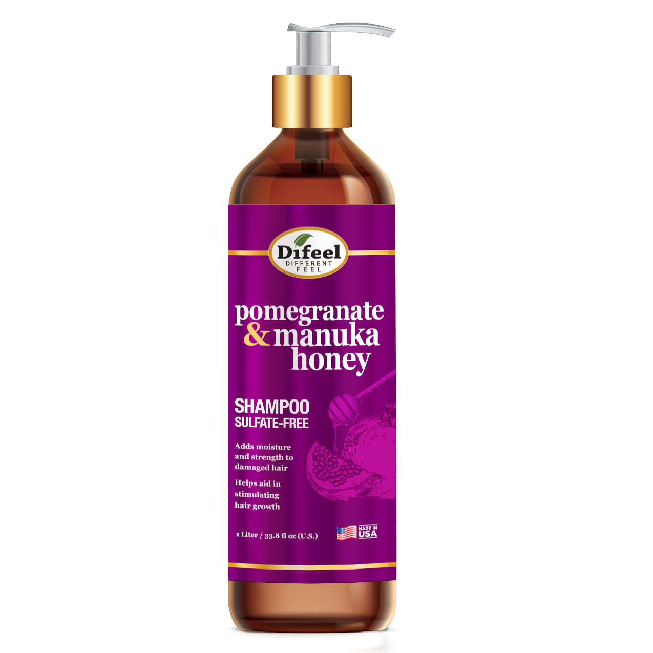 Difeel Pomegranate And Manuka Honey Sulfate Free Shampoo 354ml / 1L