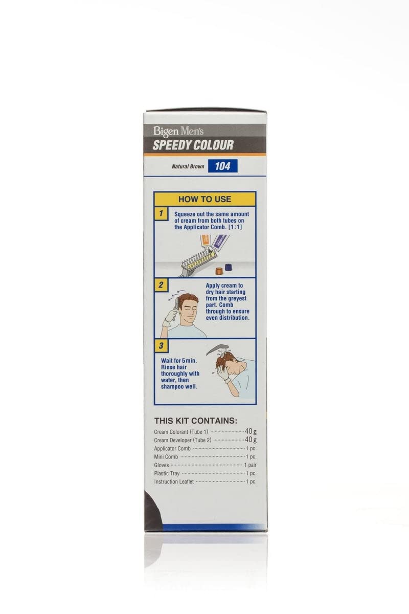 Bigen Mens Speedy Hair Colour Easy & Smooth Application Natural Brown 104
