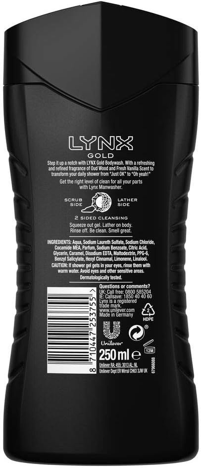 Lynx Gold Oud Wood And Dark Vanilla Sharpen Up Body Wash 500ml