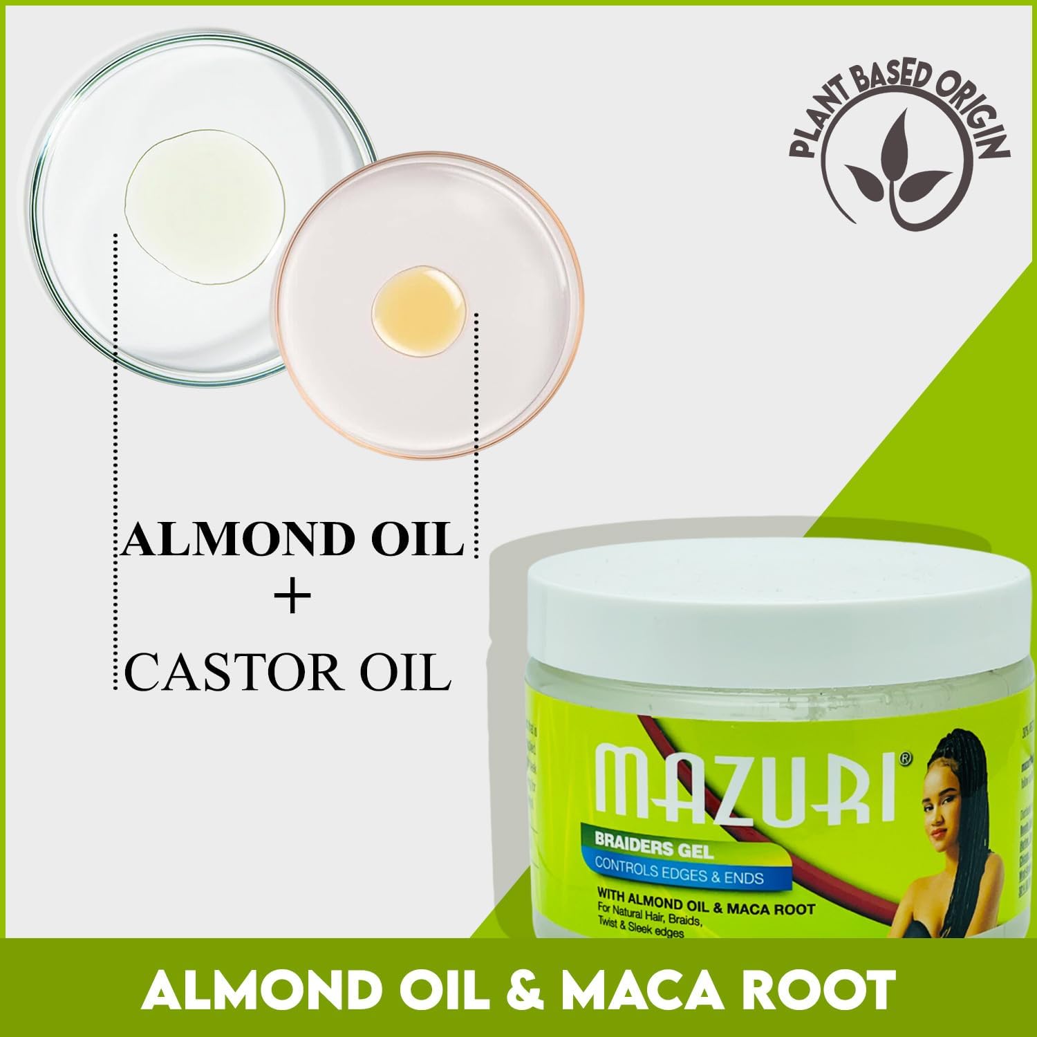 Mazuri Braiders Gel Controls Edges And Ends With Almond Oil & Maca Root 355ml