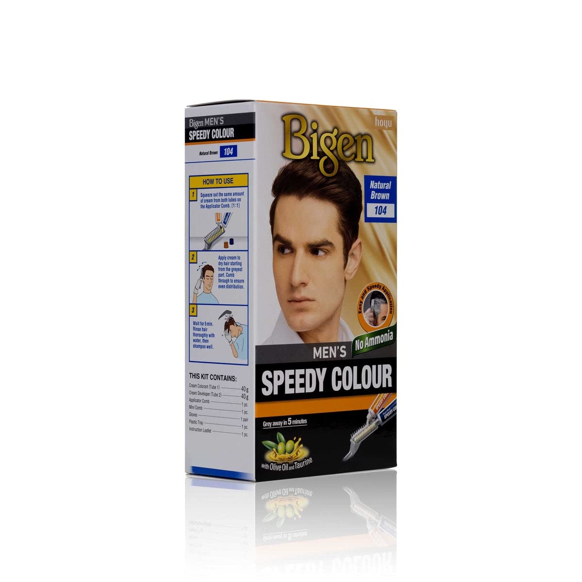 Bigen Mens Speedy Hair Colour Easy & Smooth Application Natural Brown 104