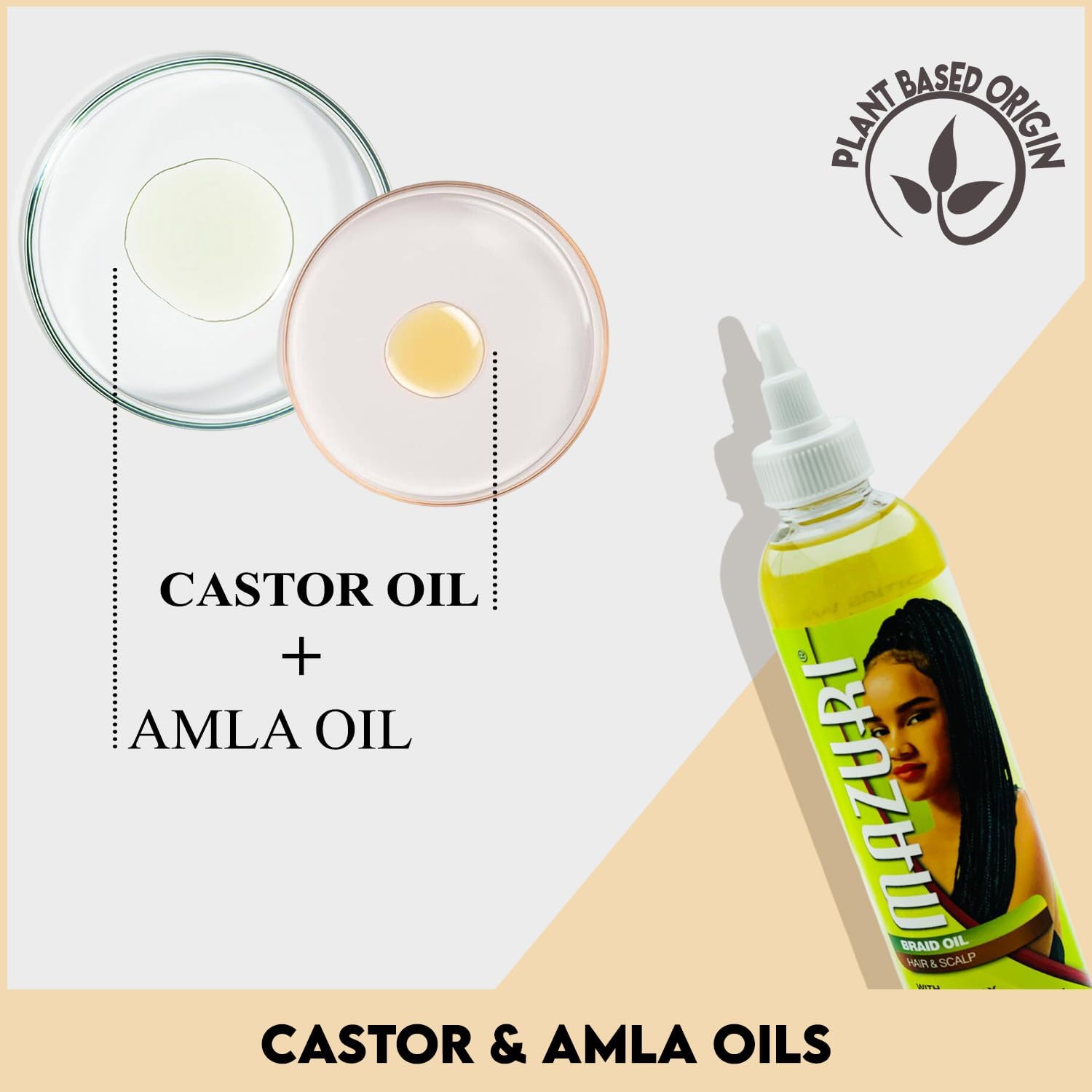 Mazuri Braid Oil For Hair And Scalp With Castor & Amla Oils 237ml