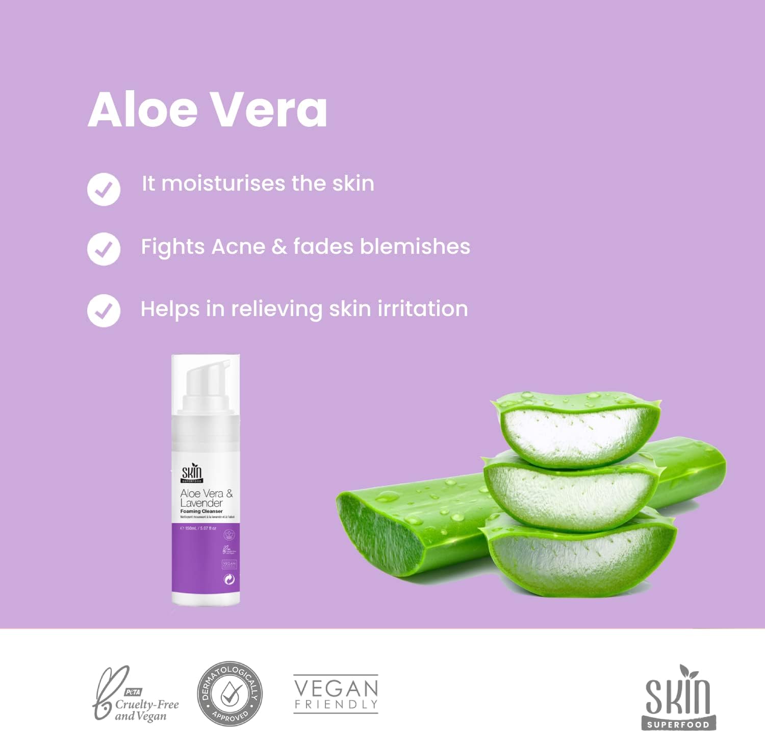 Skin Superfood Aloe Vera And Lavender Foaming Cleanser 150ml