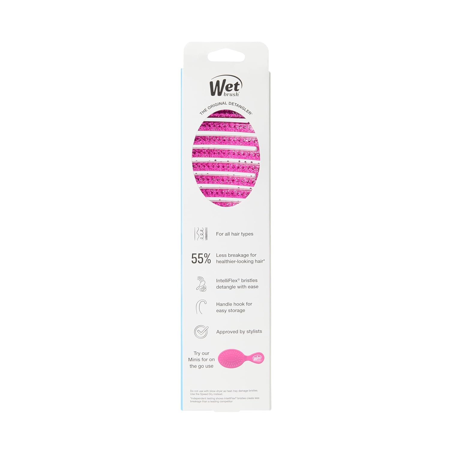 Wet Brush Shower Detangler Brush Pink Glitter