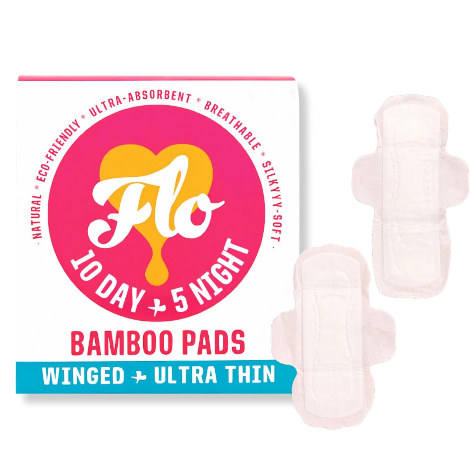 FLO Winged Plus Ultra Thin Bamboo Pads - 15Pads