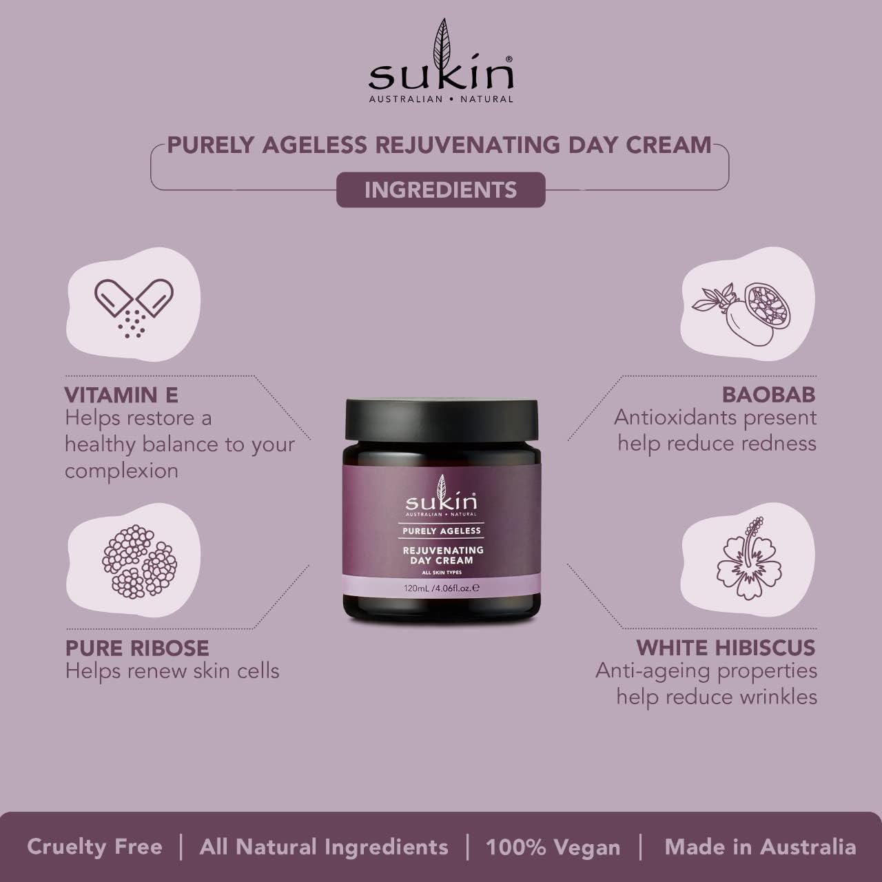 Sukin Australian Natural Skincare Purely Ageless Rejuvenating Day Cream 120ml