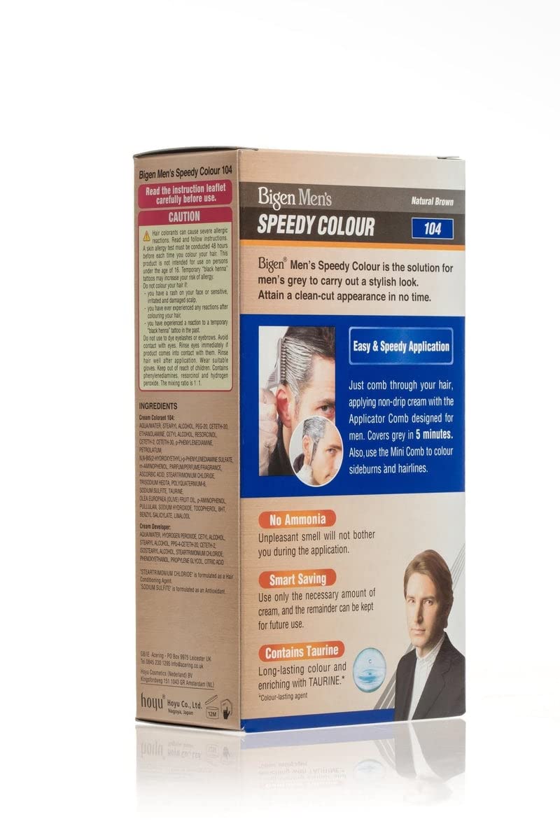 Bigen Mens Speedy Hair Colour Easy & Smooth Application Natural Brown 104