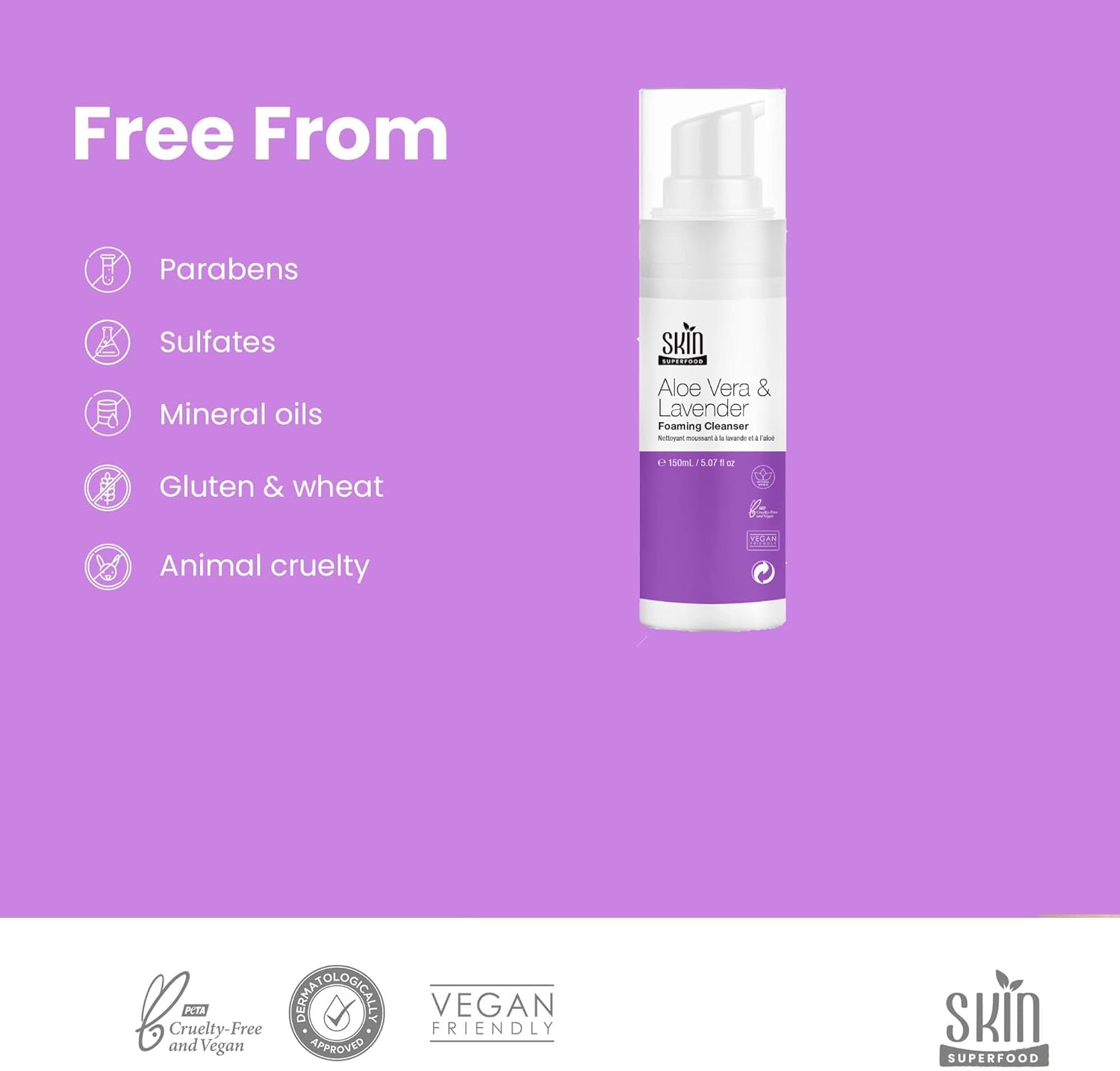 Skin Superfood Aloe Vera And Lavender Foaming Cleanser 150ml