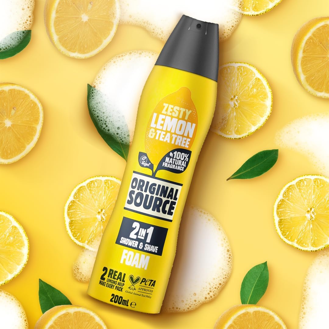 Original Source Zesty Lemon And Tea Tree 2 In 1 Shower And Shave Foam 200ml