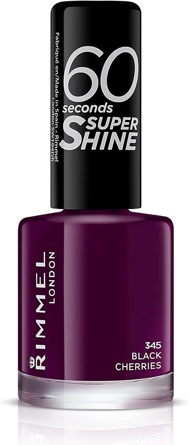 Rimmel 60 Seconds Super Shine Nail Polish 345 Black Cherries 8ml
