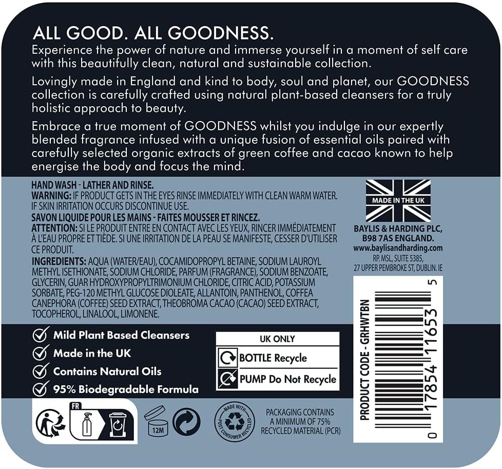 Baylis And Harding Goodness Tonka Bean And Neroli Natural Hand Wash 500ml