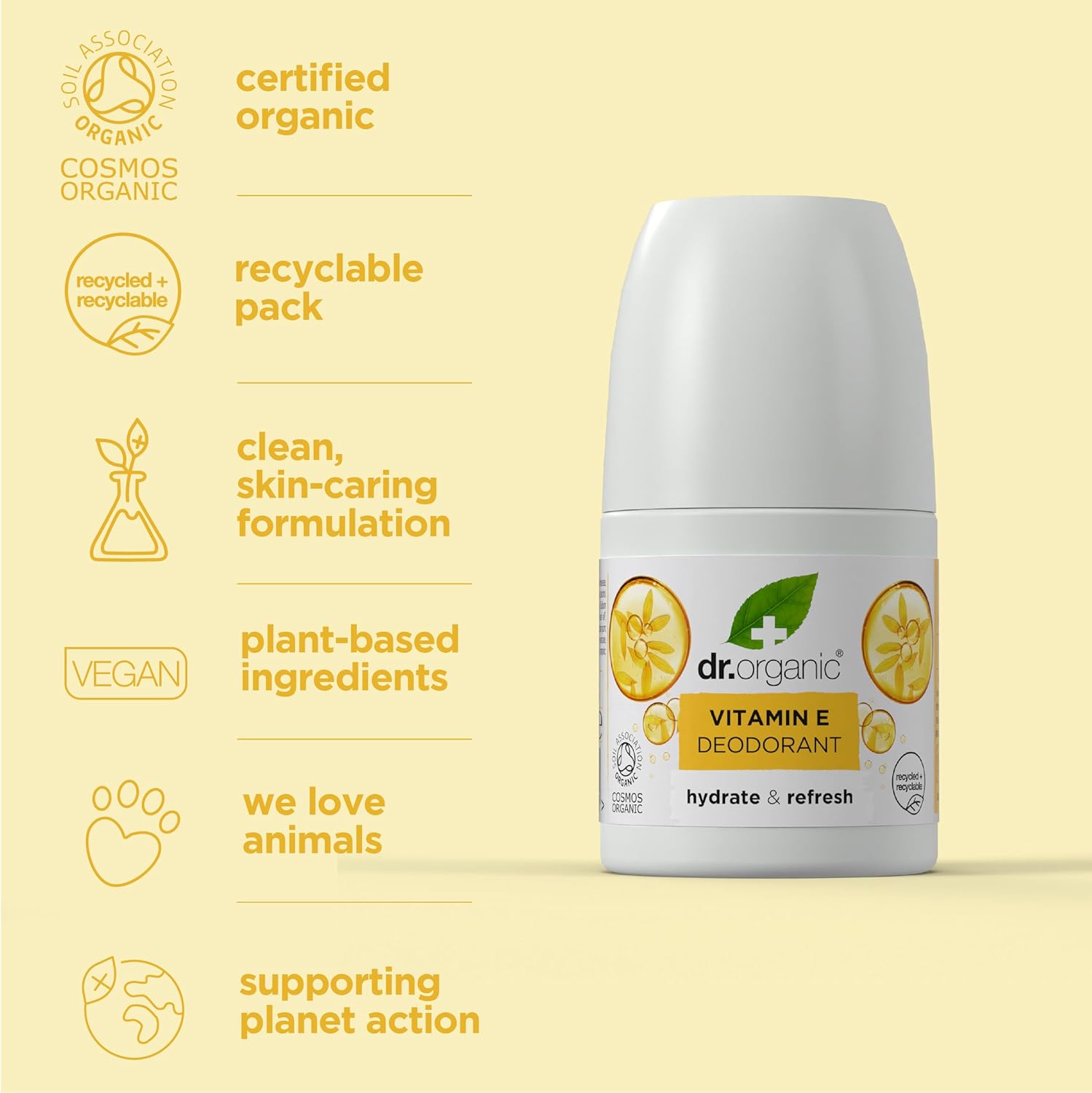 Dr Organic Bioactive Skincare Organic Vitamin E Deodorant Roll On 50ml