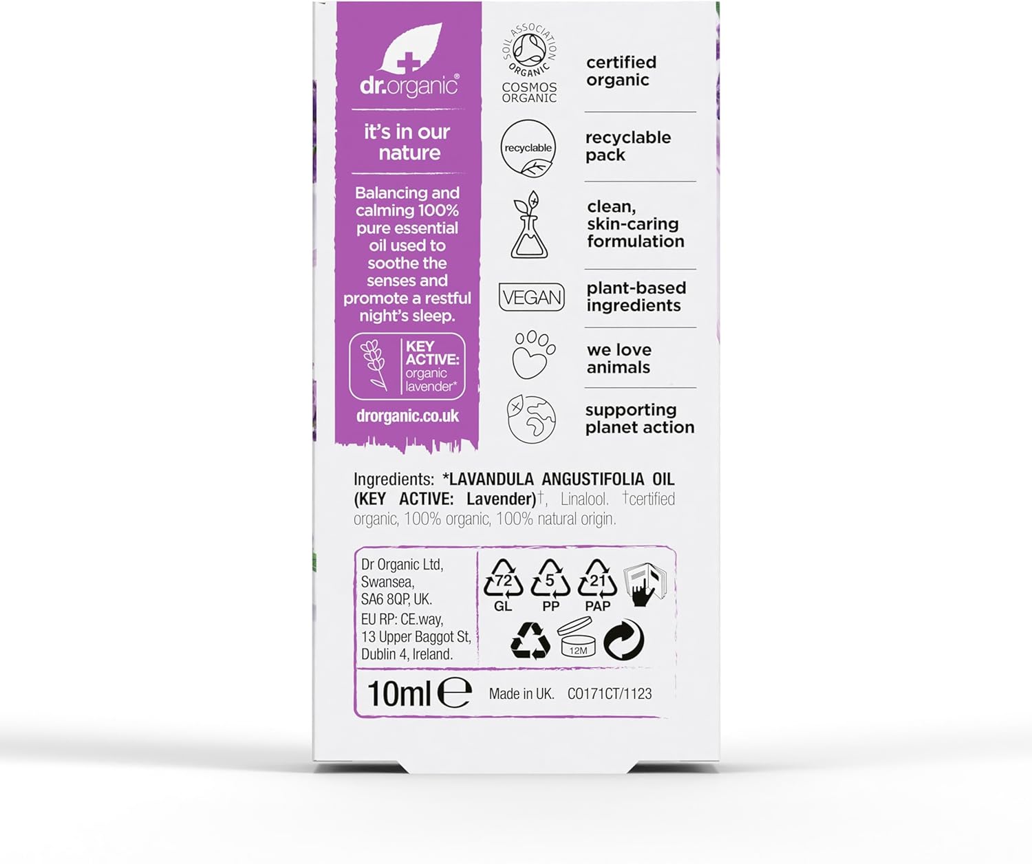 Dr Organic Organic Balance And Calm Lavender Pure Oil 10ml