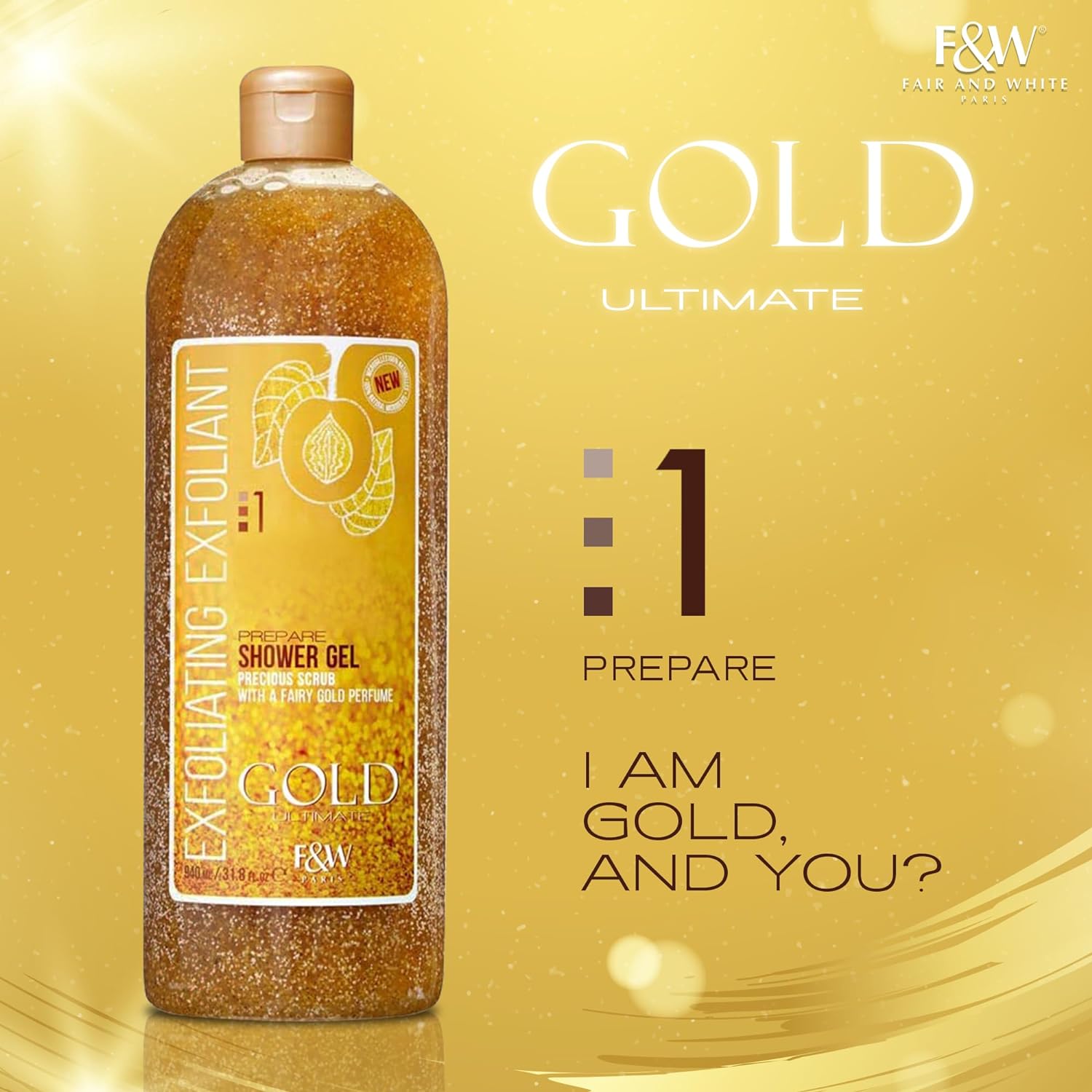 F & W Gold Ultimate Exfoliating Prepare Shower Gel - 940ml