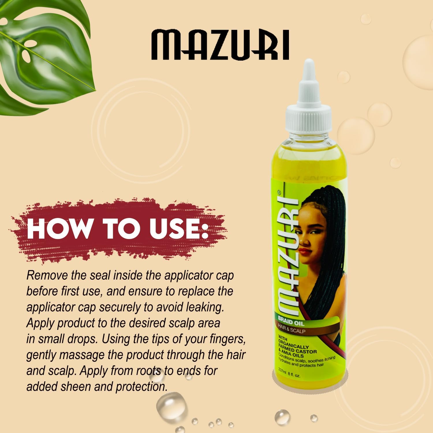 Mazuri Braid Oil For Hair And Scalp With Castor & Amla Oils 237ml