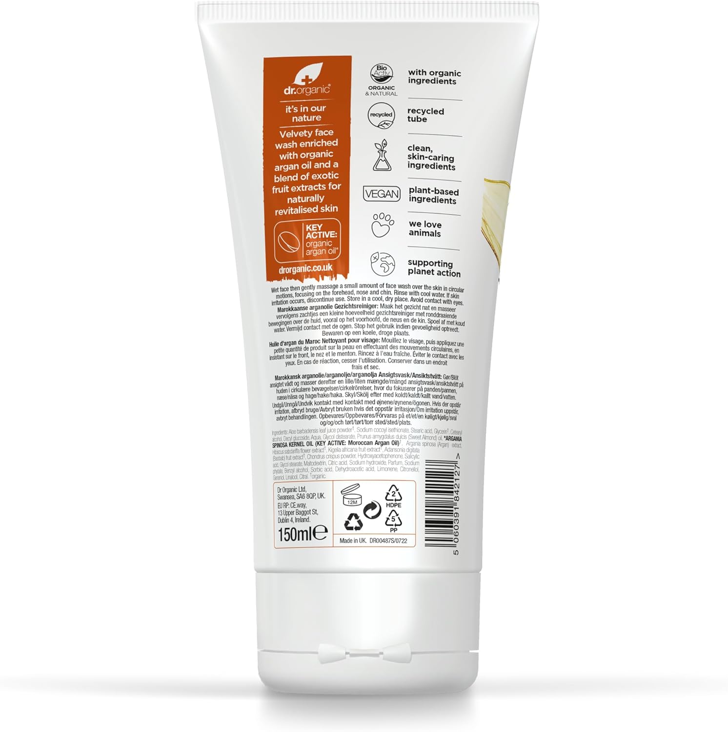 Dr Organic Bioactive Skincare Organic Moroccan Argan Oil Face Wash 150ml