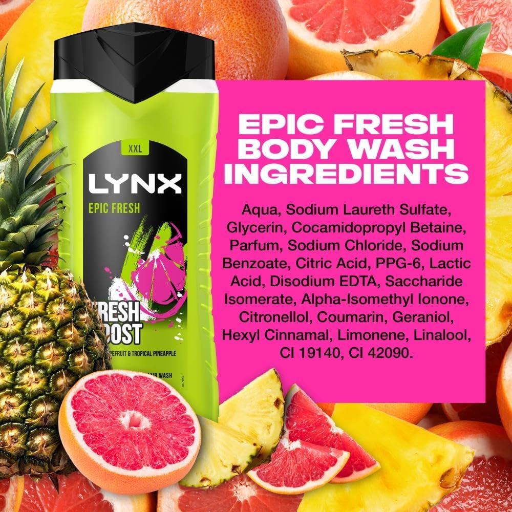 Lynx Epic Fresh Boost 3 In 1 Shower Gel 225ml