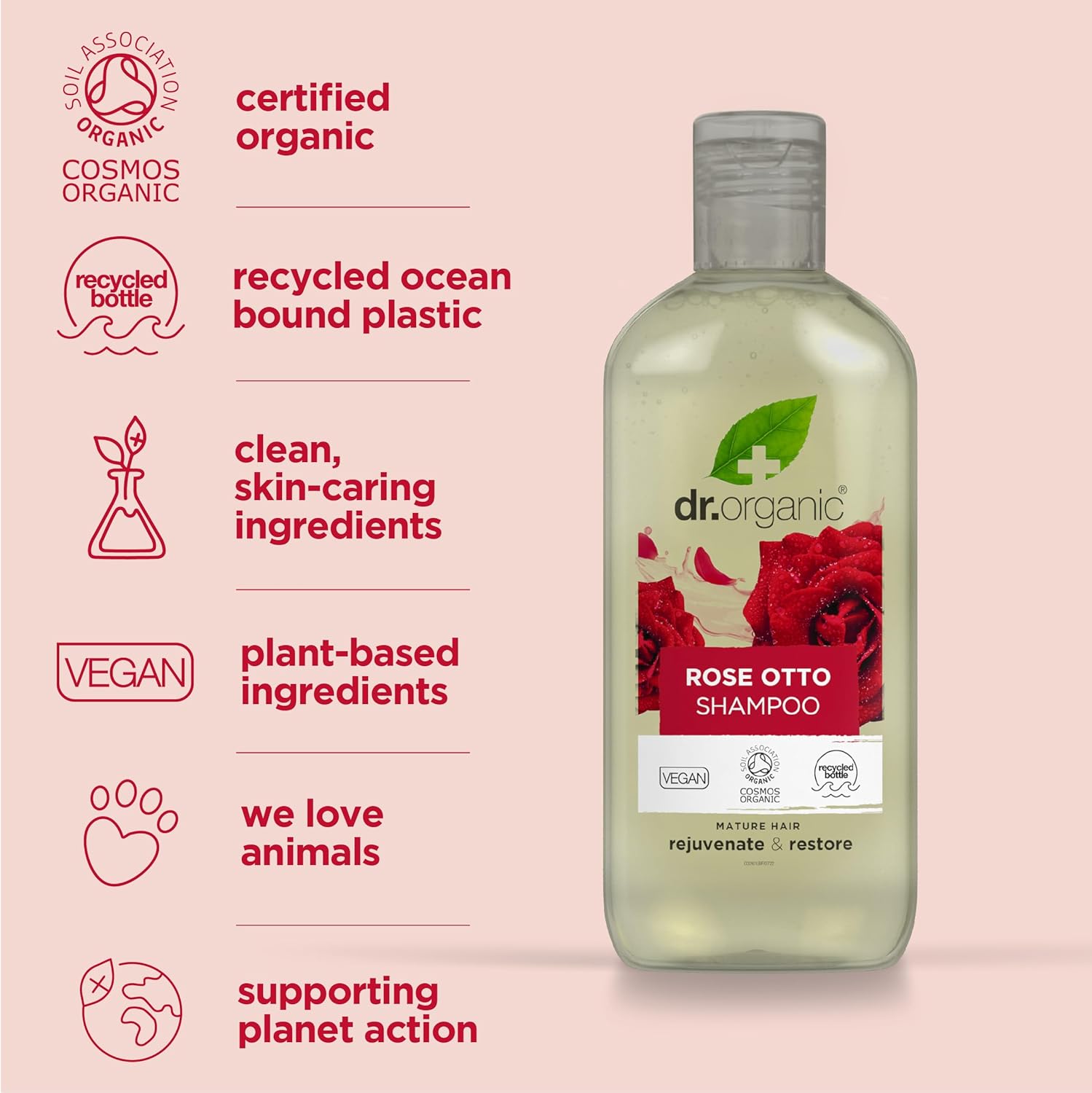 Dr Organic Bioactive Haircare Organic Rose Otto Shampoo 265ml