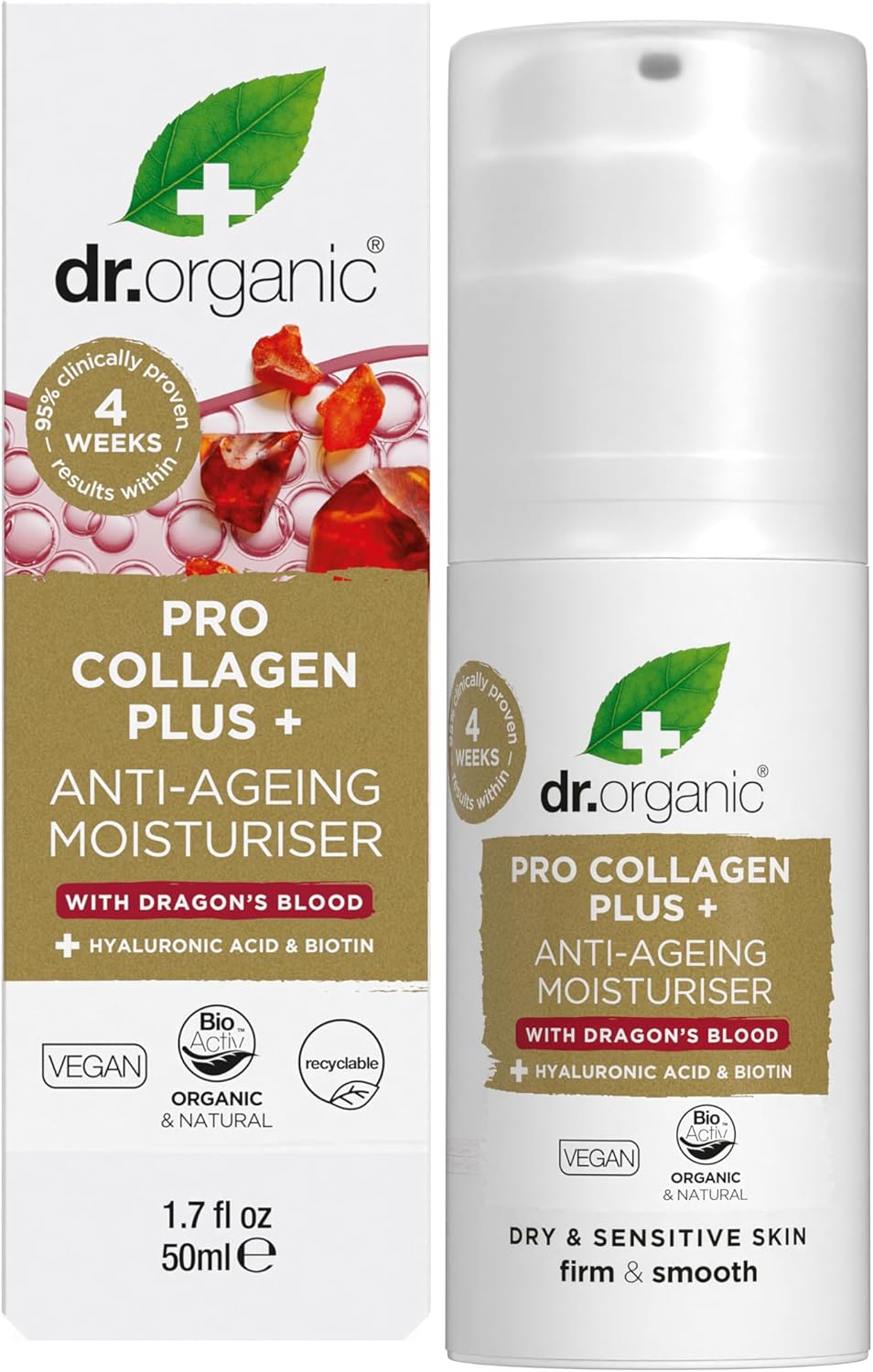 Dr Organic Pro Collagen Plus Anti Ageing Moisturiser With Dragons Blood 50ml