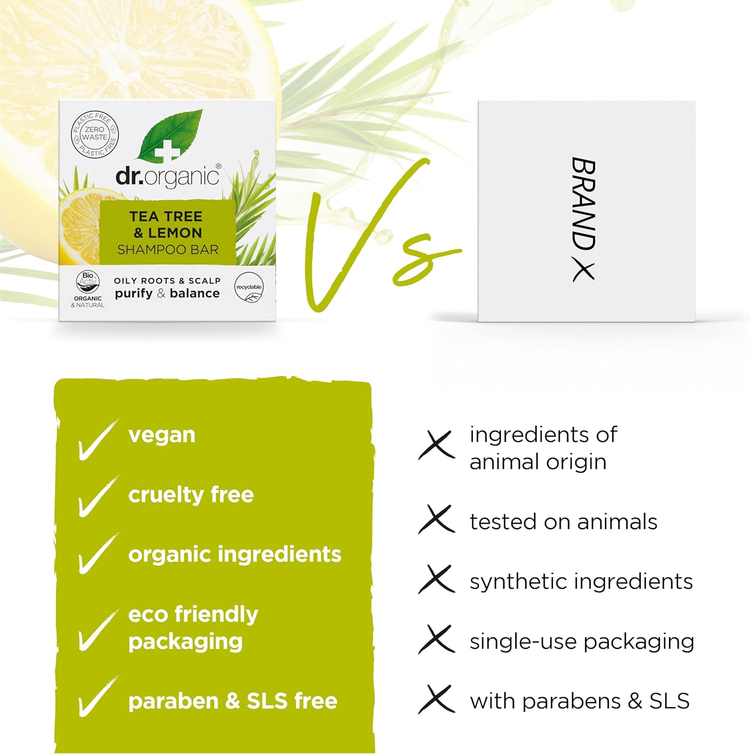 Dr Organic Tea Tree And Lemon Shampoo Bar 75g
