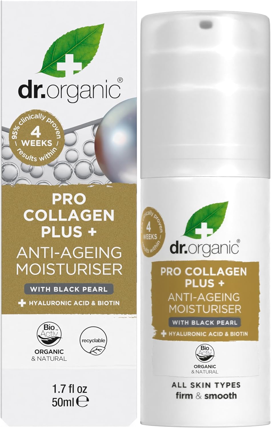 Dr Organic Pro Collagen Plus Anti Ageing Moisturiser With Black Pearl 50ml