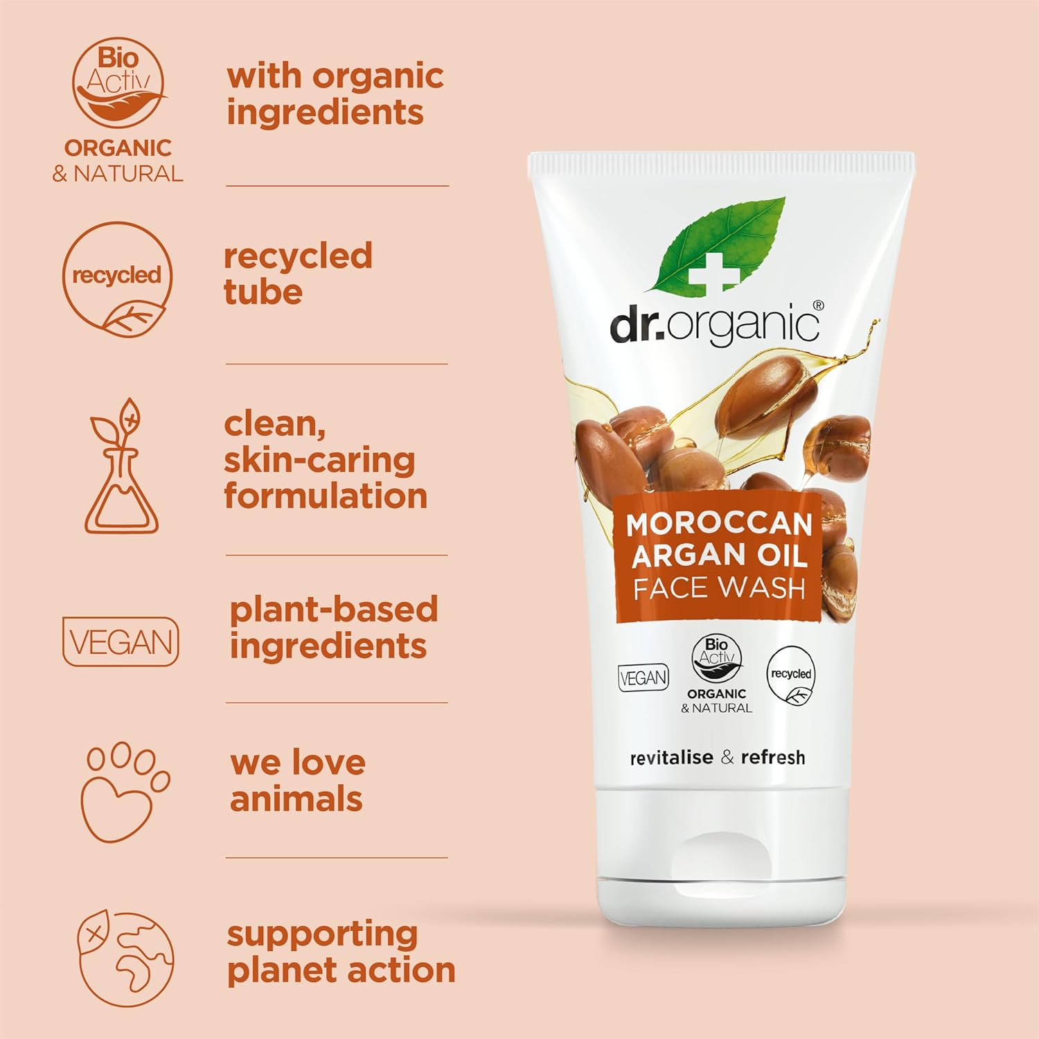 Dr Organic Bioactive Skincare Organic Moroccan Argan Oil Face Wash 150ml