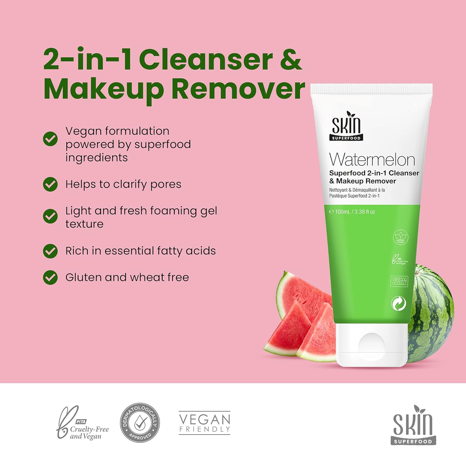 Skin Superfood Watermelon Superfood 2 In 1 Cleanser And Makeup Remover 100ml