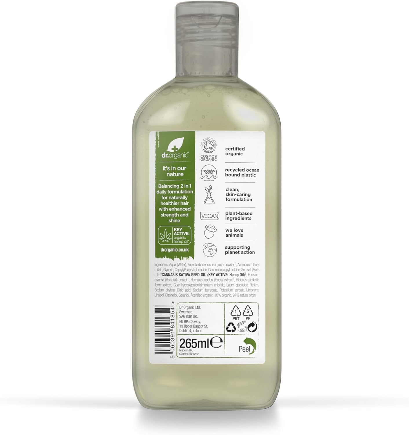 Dr Organic Bioactive Haircare Hemp Oil 2 In 1 Shampoo And Conditioner 265ml