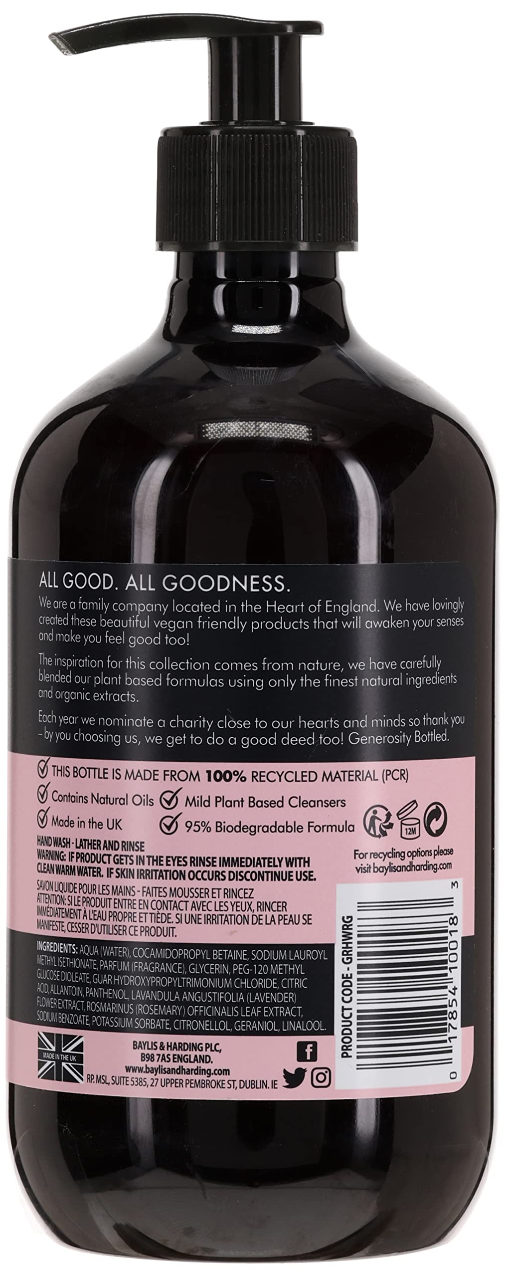 Baylis And Harding Goodness Rose And Geranium Natural Hand Wash 500ml