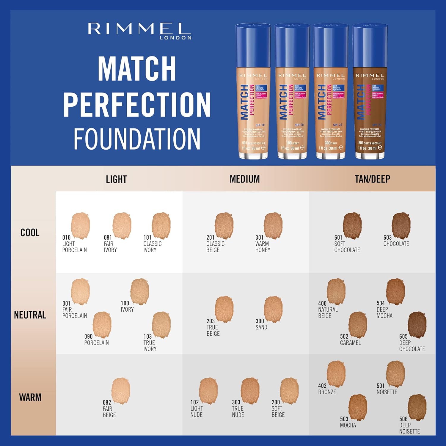 Rimmel Match Perfection SPF20 Foundation 200 Soft Beige 30ml