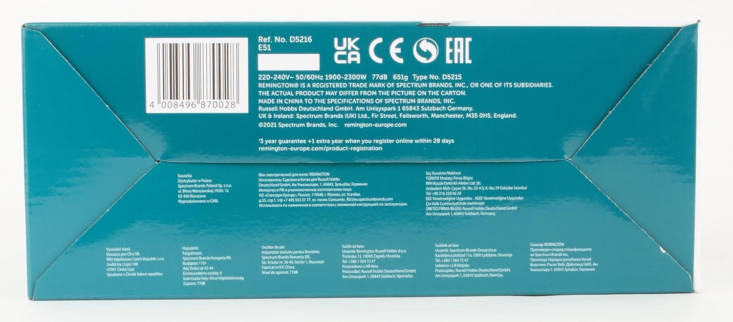 Remington Shine Therapy D5216 Hair Dryer White And Teal