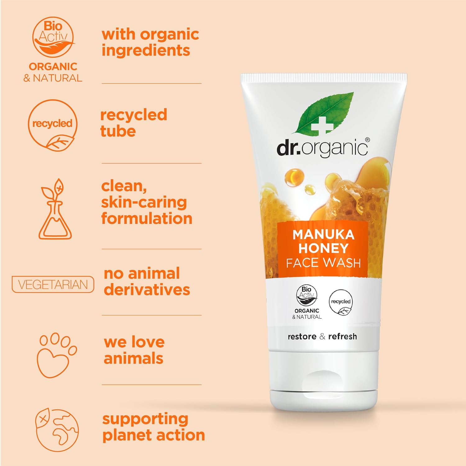 Dr Organic Manuka Honey Restore And Refresh Face Wash 150ml