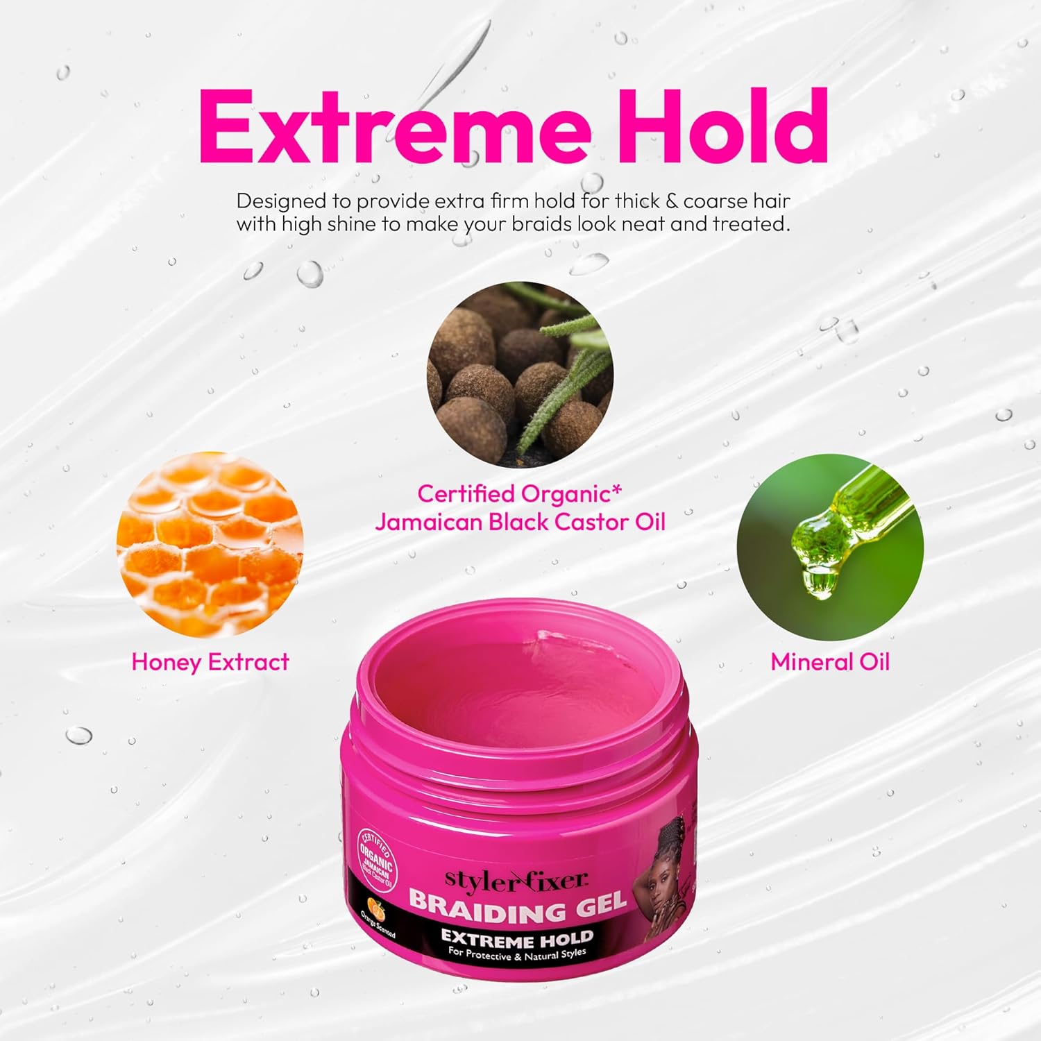 Red By Kiss Orange Scented Styler Fixer Braiding Gel Extreme Hold 177ml