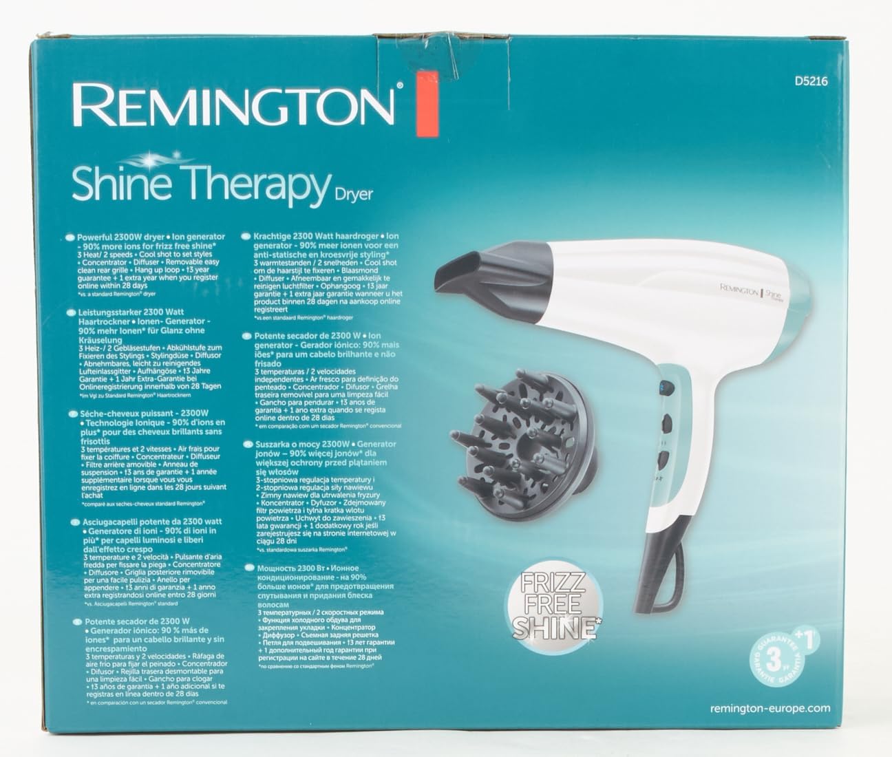 Remington Shine Therapy D5216 Hair Dryer White And Teal