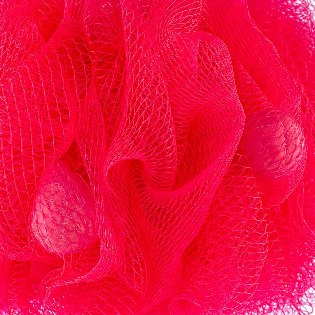 Balmy Naturel Bath Pouf With Strawberry Soap Pieces