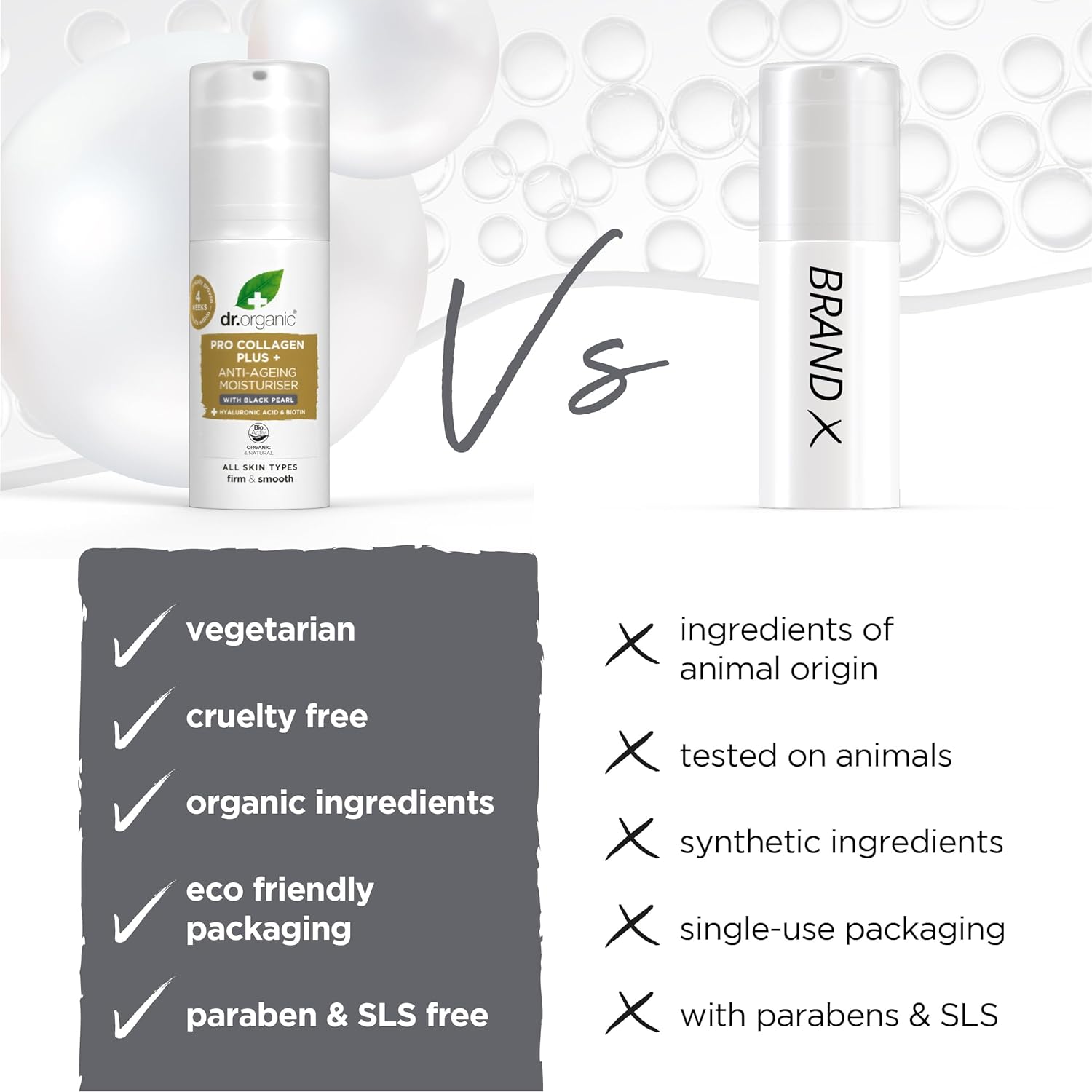 Dr Organic Pro Collagen Plus Anti Ageing Moisturiser With Black Pearl 50ml
