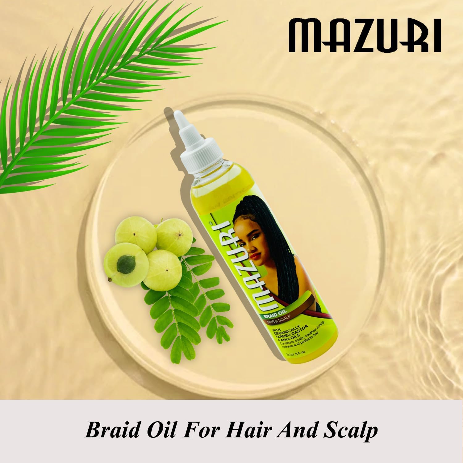 Mazuri Braid Oil For Hair And Scalp With Castor & Amla Oils 237ml