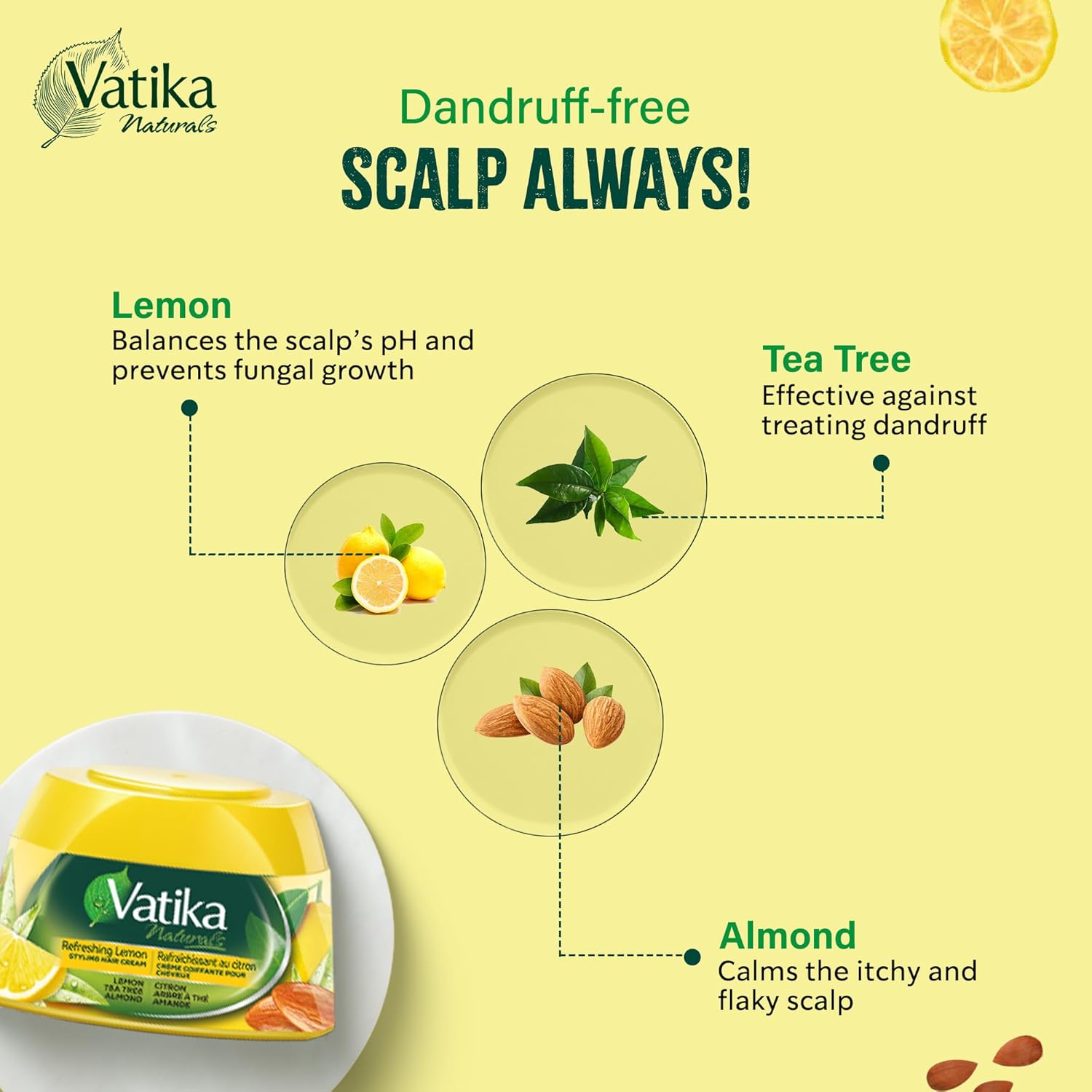 Dabur Vatika Naturals Lemon Tea Tree And Almond Styling Hair Cream 210ml
