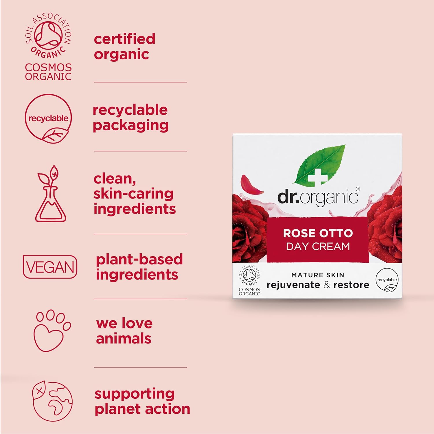 Dr Organic Bioactive Skincare Organic Rose Otto Day Cream 50ml