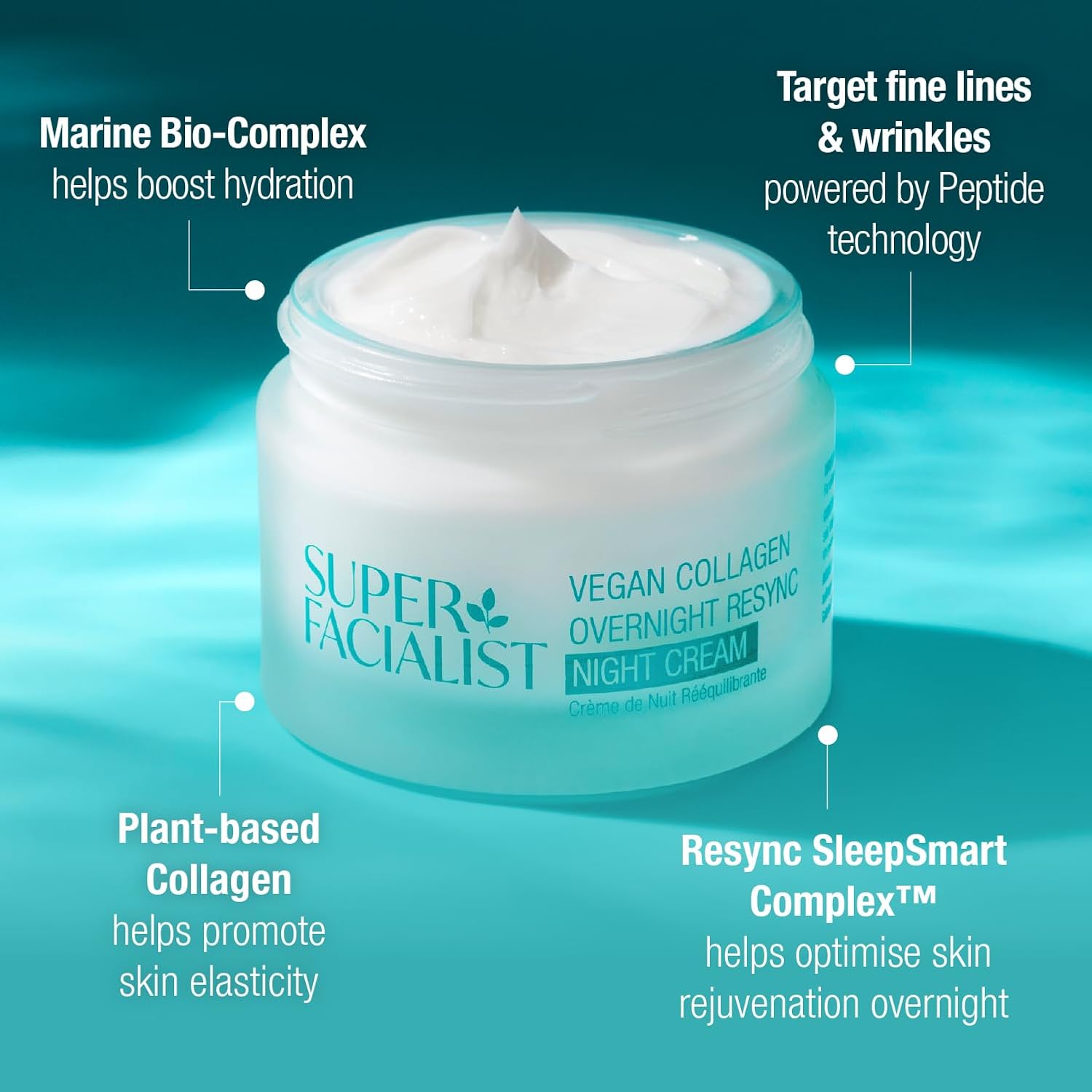 Super Facialist Vegan Collagen Overnight Resync Night Cream 50ml