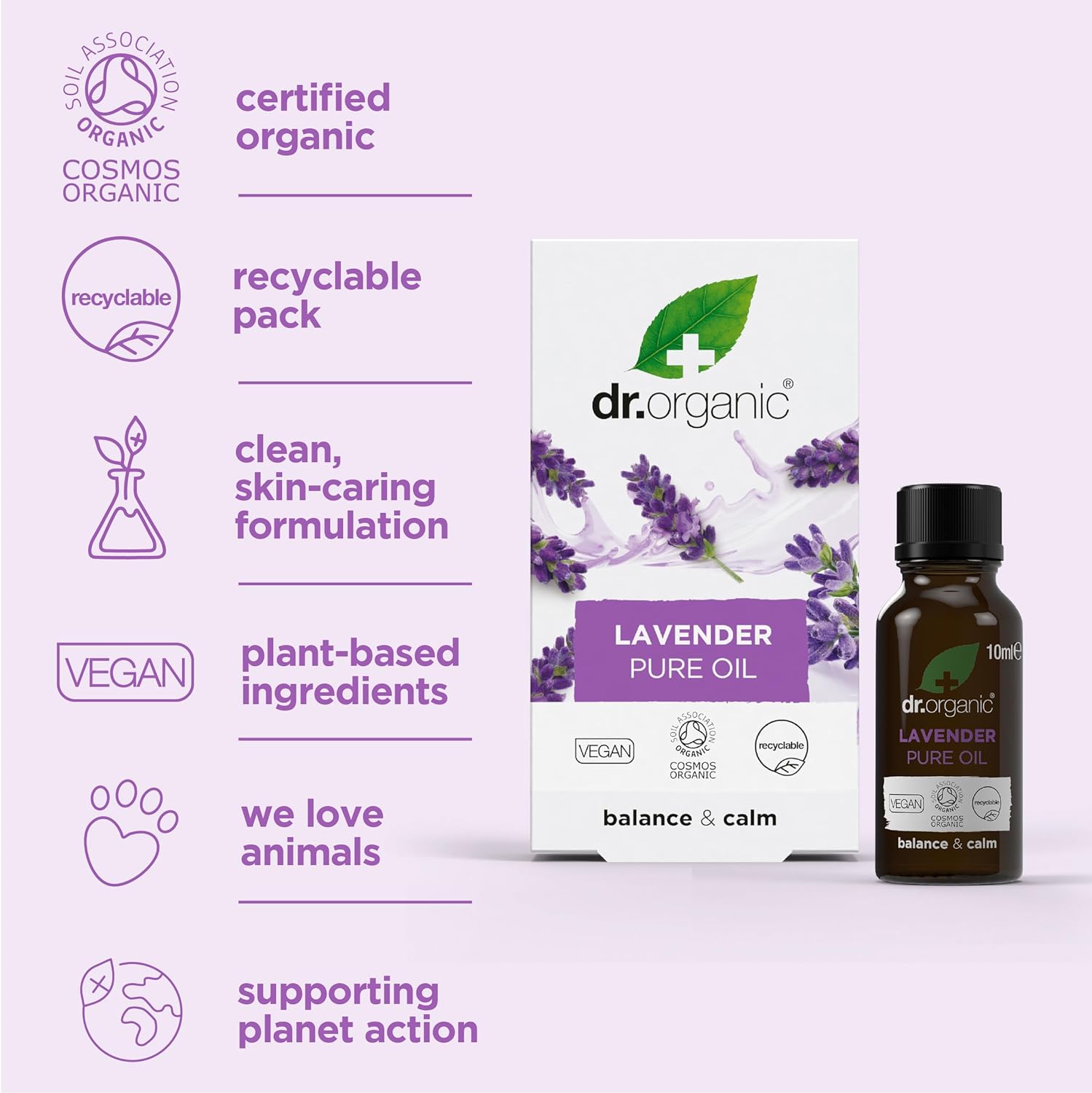 Dr Organic Organic Balance And Calm Lavender Pure Oil 10ml