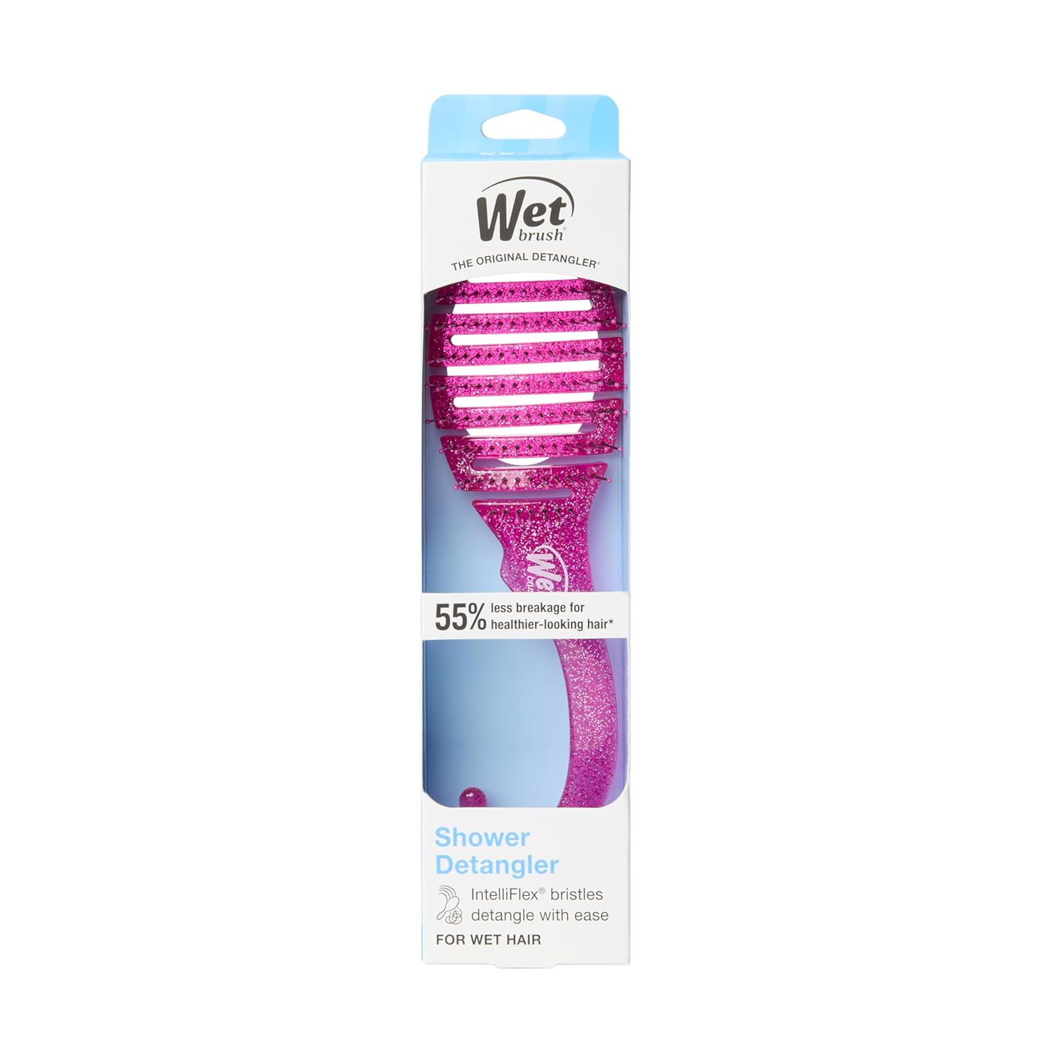 Wet Brush Shower Detangler Brush Pink Glitter