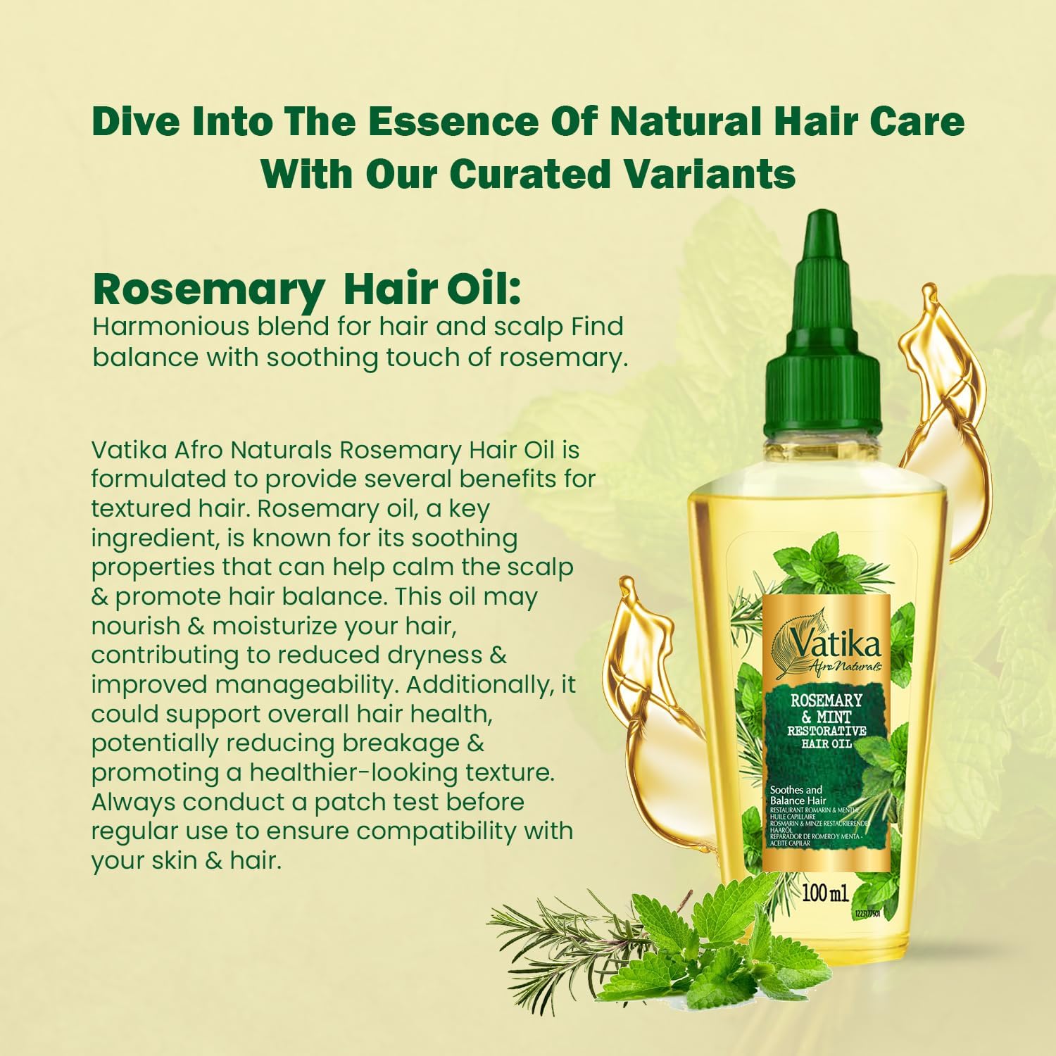Dabur Vatika Afro Naturals Rosemary And Mint Restorative Hair Oil 100ml