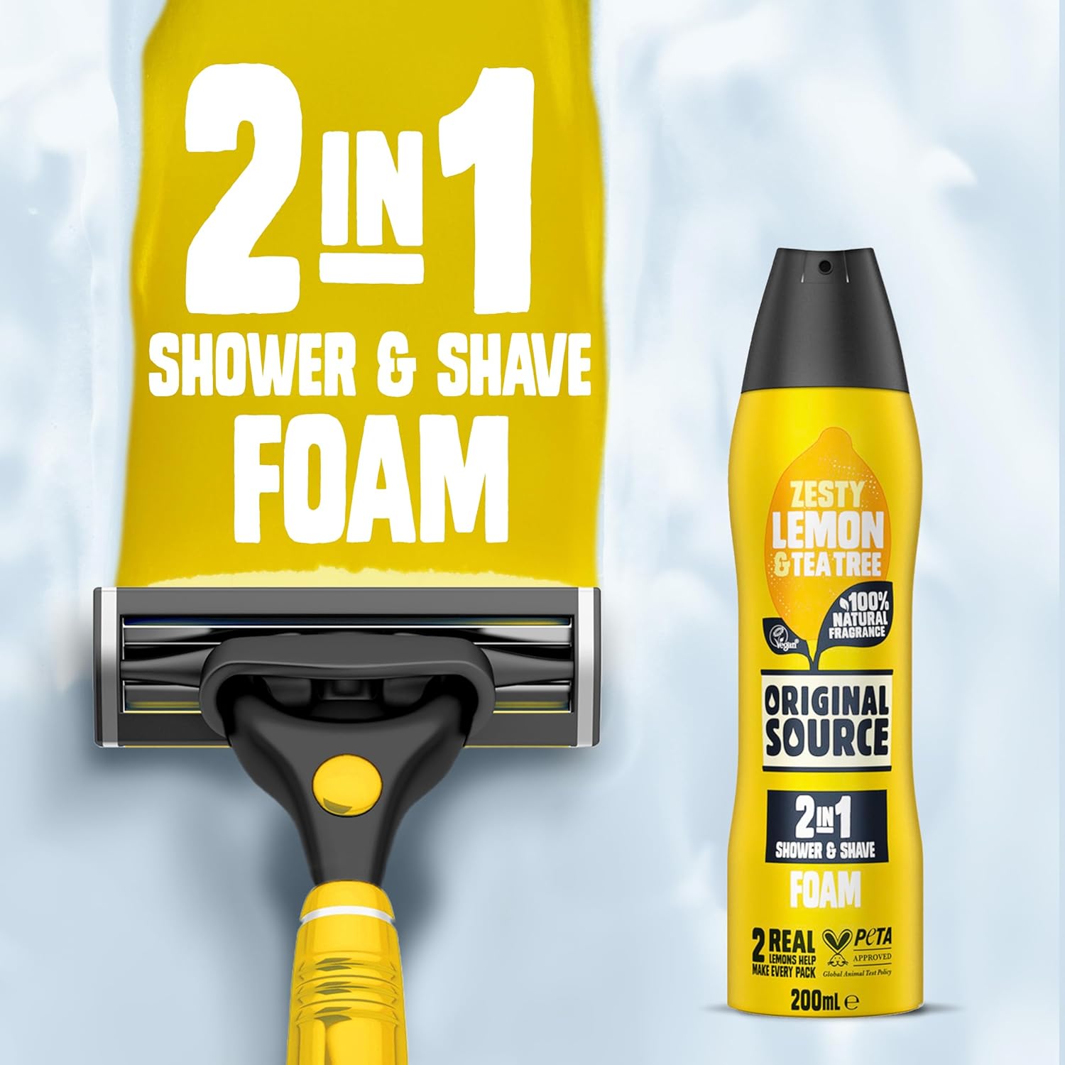 Original Source Zesty Lemon And Tea Tree 2 In 1 Shower And Shave Foam 200ml