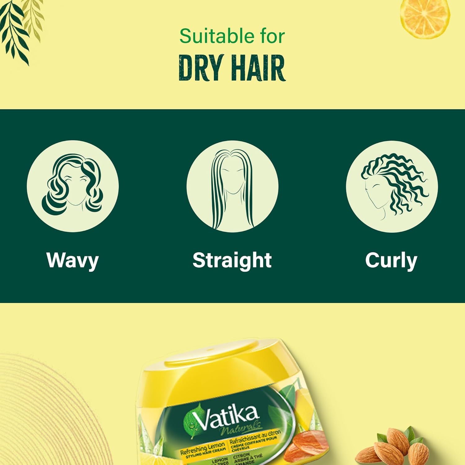 Dabur Vatika Naturals Lemon Tea Tree And Almond Styling Hair Cream 210ml