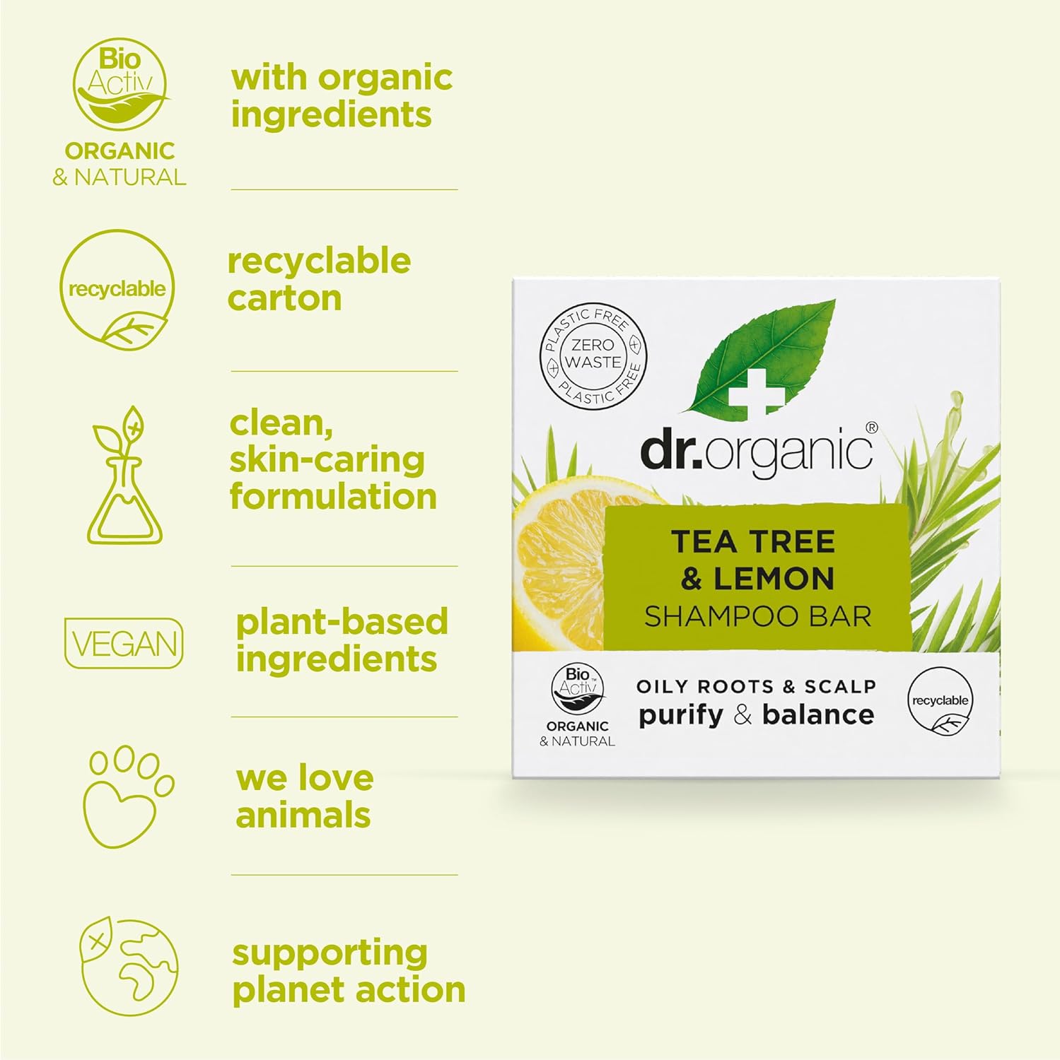 Dr Organic Tea Tree And Lemon Shampoo Bar 75g