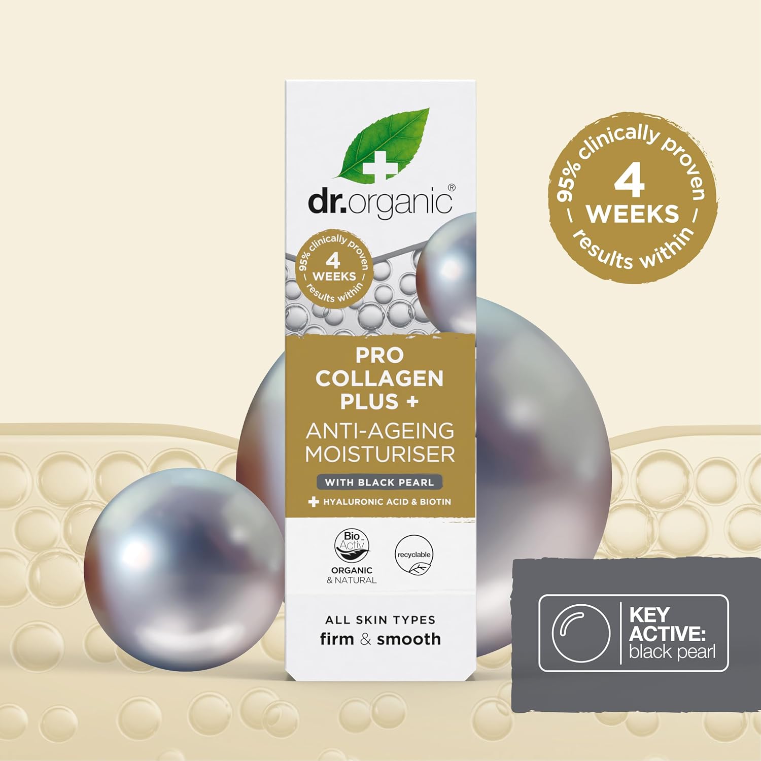 Dr Organic Pro Collagen Plus Anti Ageing Moisturiser With Black Pearl 50ml