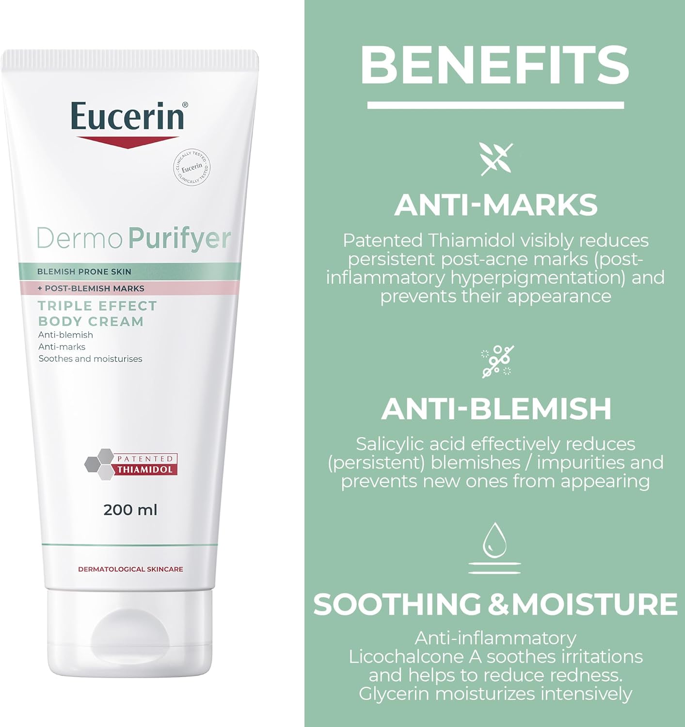 Eucerin Dermo Purifyer Oil Control Triple Effect Body Cream 200ml